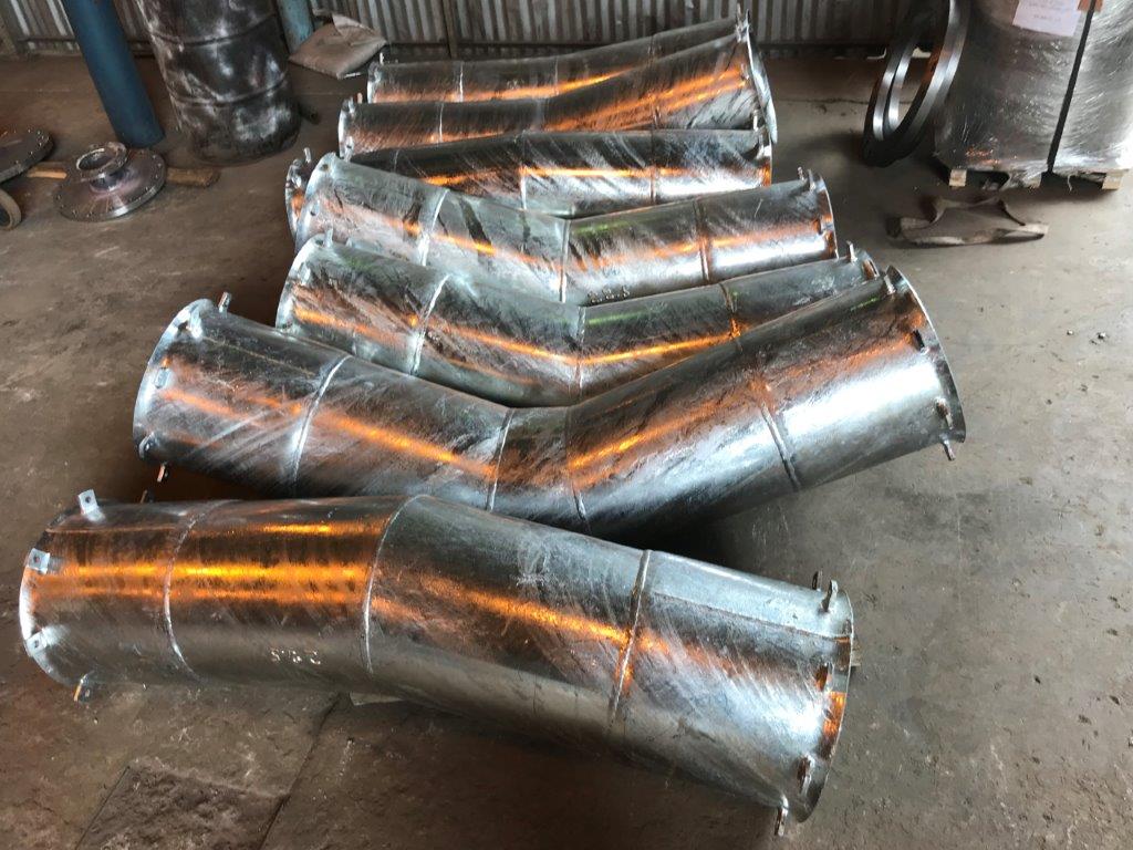 galvanized bends with long barrel couplings fabricated by CSP
