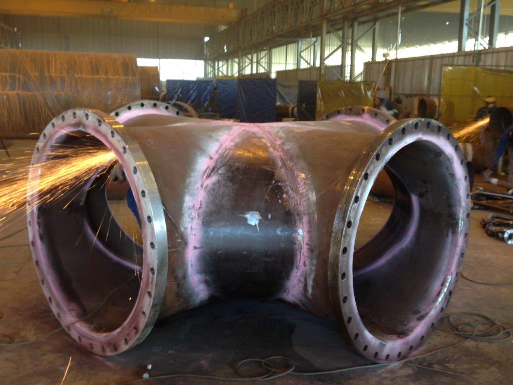 Large fabricated steel tee at CSP Fabrication