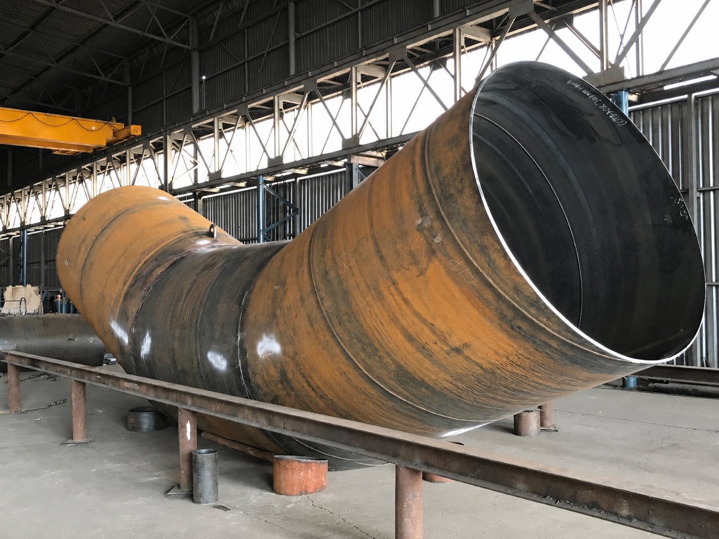 Large-diameter fabricated steel bend inside the CSP Wadeville factory